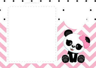 Panda Bebé en Zigzag Rosa: Invitaciones para Imprimir Gratis.