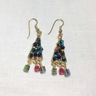 DIY Bead Holiday Earrings - Christmas Trees