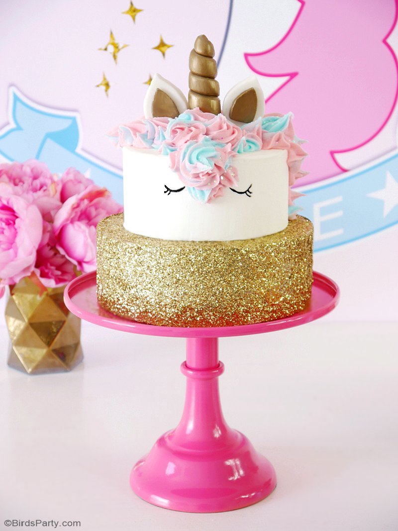 DIY Gâteau d'Anniversaire Licorne  - apprendre à faire ce gâteaux magnifique pour un goûter d'anniversaire fille! C'est super facile et ludique! by BirdsParty.fr @BirdsParty