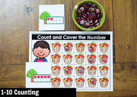 November Kindergarten Math Activity Center: 1-10 Counting
