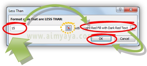  Gambar: Cara memberikan nilai dan format untuk conditional format di Microsoft Excel