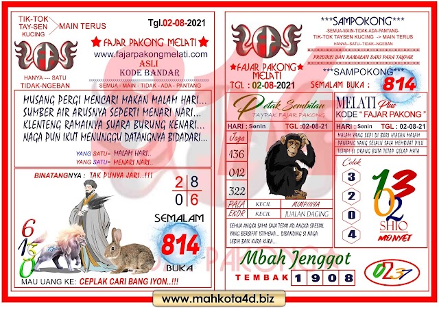 Syair Prediksi Fajar Pakong Melati Senin, 02 - Agustus - 2021