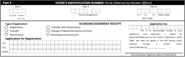 COMELEC Voters Acknowledgement Receipt