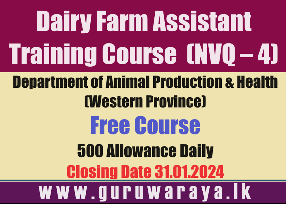 Dairy Farm Assistant Training Course - Western Province