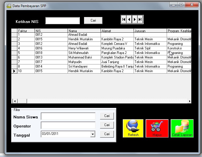 gratis download program Pembayaran SPP Siswa