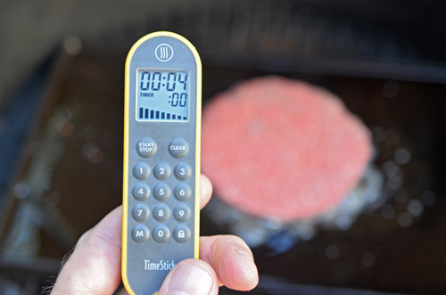 Using a Thermoworks Time Stick for timing my burgers.