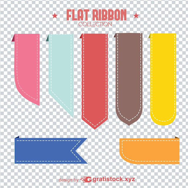 Free Download PNG/PSD Of Flat Ribbons With Different Colors