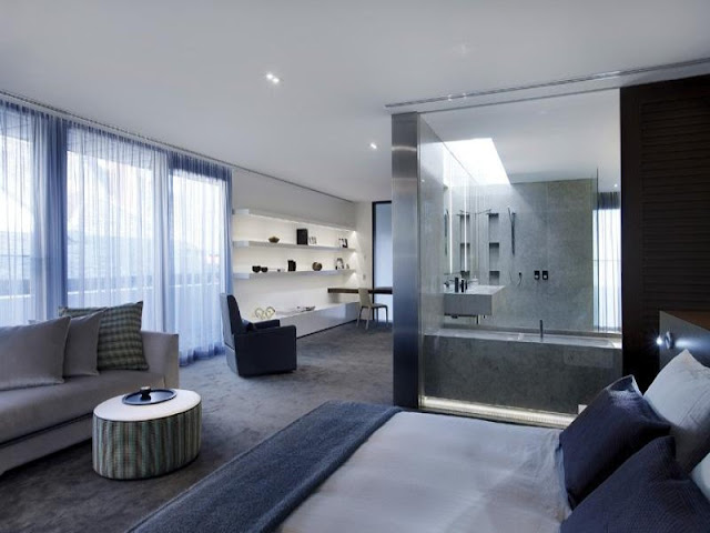 Photo of bathroom entrance from one of the bedrooms in amazing home in Melbourne
