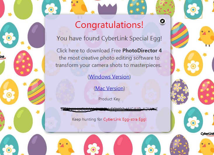 Cyberlink Egg Hunt - Get a PhotoDirector 4 For FREE