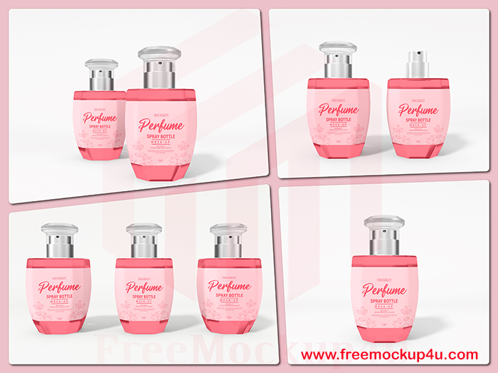 Perfume Spray Bottle Packaging Psd Mockup Pack