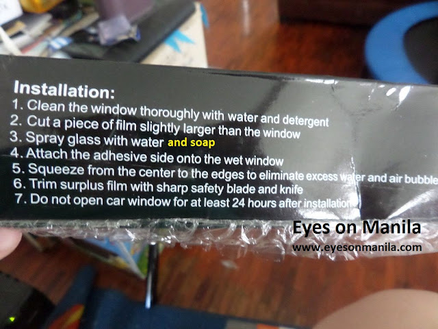 Instructions on how to install the window tint 