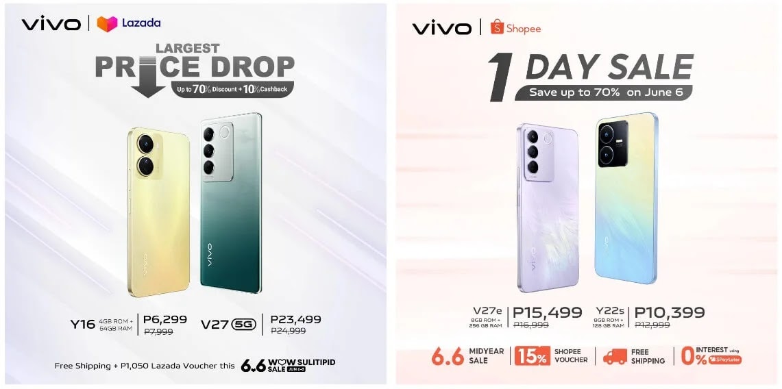 Score Up To 70% Discounts with vivo's 6.6 WOW Sulitipid and Midyear Sale on Lazada and Shopee