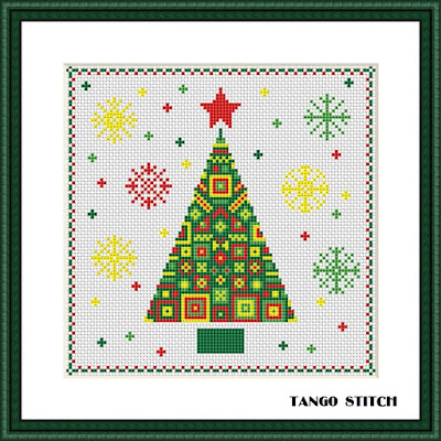 Ornament Christmas tree funny cross stitch pattern