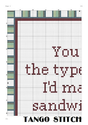 You are the type of boy I'd make a sandwich for romantic cross stitch embroidery pattern - Tango Stitch