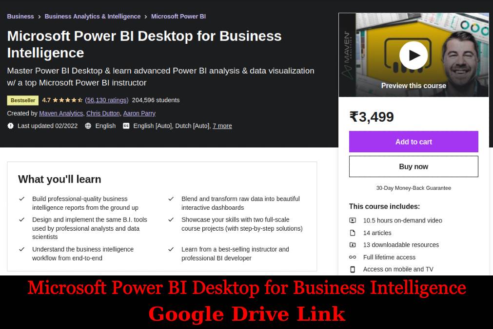 Microsoft Power BI Desktop for Business Intelligence | google drive link