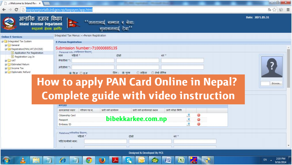 find out all steps for PAN Card Online Registration in Nepal