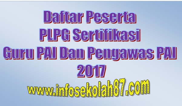 Daftar Peserta PLPG Sertifikasi Guru PAI Dan Pengawas PAI 