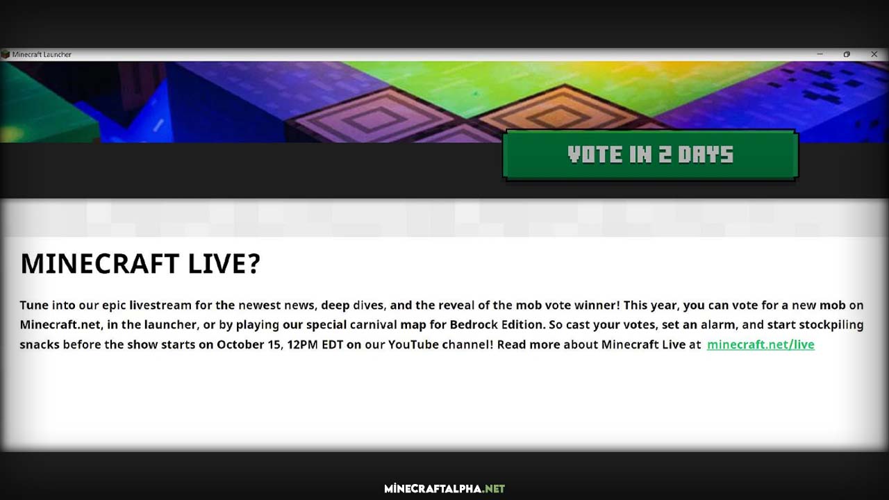 The official game launcher now includes a Minecraft Live option