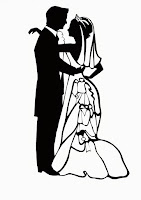 Full Length Silhouette of a Wedding Couple with veil detail