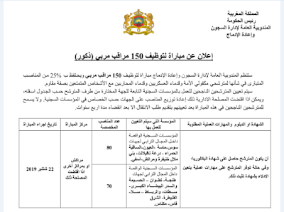 مباراة لتوظيف مراقب مربي