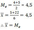 Nilai rata-rata dan median untuk bilangan asli p = 5