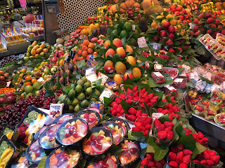 bazaar in barcelona , vegetables , fruits