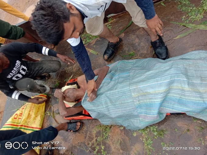 ભુજના નાગોર રોડ પર અજાણી વ્યકિતને વરસાદથી બચાવી ૧૦૮ ઇમરજન્સી ટીમે હોસ્પિટલ પહોંચાડી