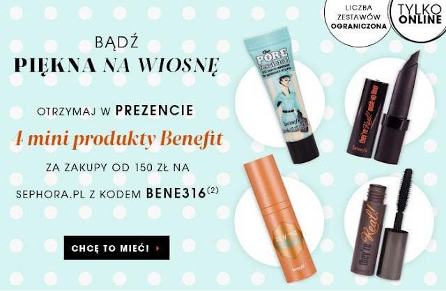 4 darmowe produkty Benefit od Sephora - tusz They're Real, baza The POREfessionnal, Bronzer Dew The Hoola, Eyeliner They're Real