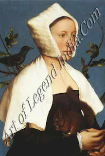 The Great Artist Hans Holbein Painting “Unknown Lady with a Squirrel” c. 1526-28 17 ¼" X 15" National Gallery, London