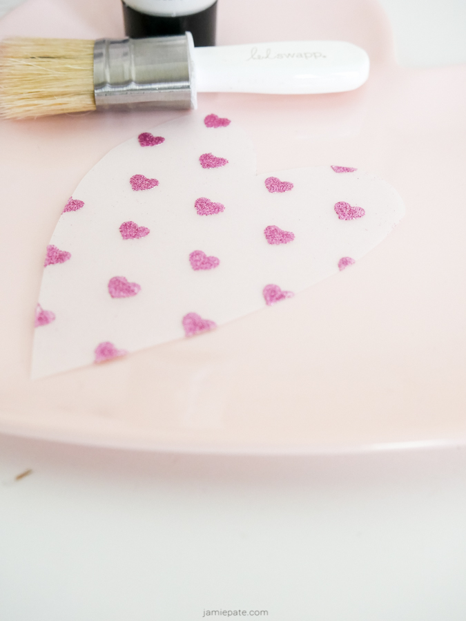 How To Minc Glitter a Stencil Heart Banner by Jamie Pate