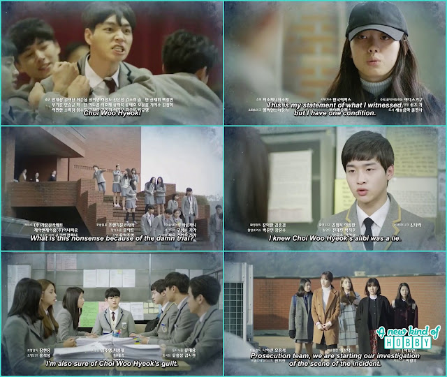 seo yeon with her friends in search for the evidence of lee so woo mystery - solomon's perjury 