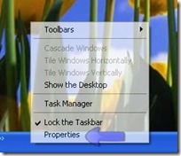 Taskbar Properties