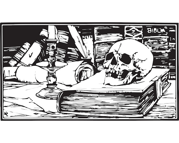 Free Skull Books And Candle Halloween Adult Coloring Page