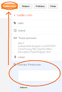 Cara Pasang Meta Description di Blogspot