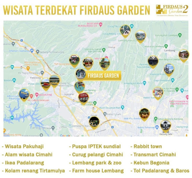 Jual Rumah Perumahan Firdaus Garden Haji Gofur Kabupaten Bandung Barat tempat wisata terdekat
