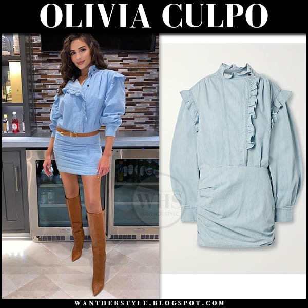 Olivia Culpo in denim mini dress