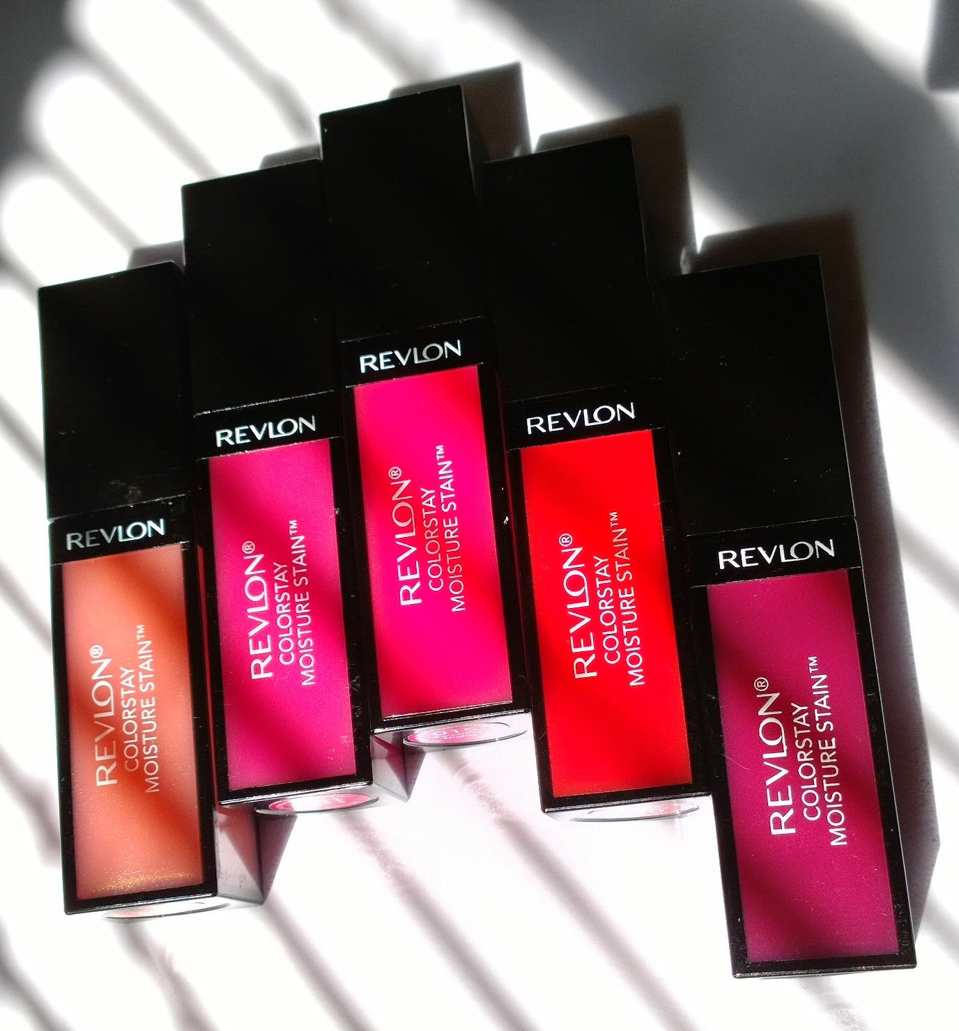 Revlon Colourstay Moisture Stain: London Posh, India Intrigue, Barcelona Nights, Shanghai Sizzle and Parisian Passion