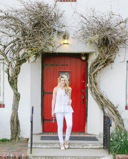 all white outfit ft. eyelet tank from free people and paige verdugo skinny jeans