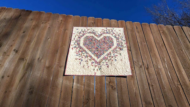 MINI Exploding Heart quilt made with Tilda fabrics