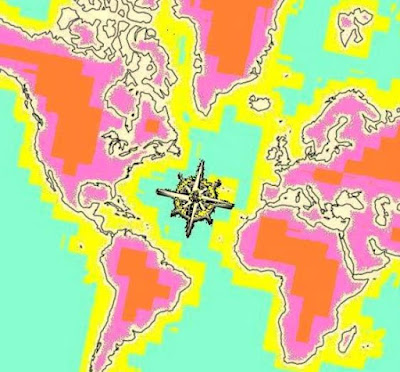 World Map Compass Rose