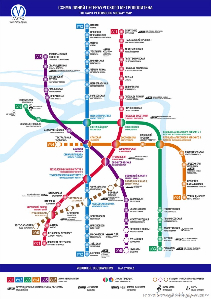 Схема линий Петербургского метрополитена