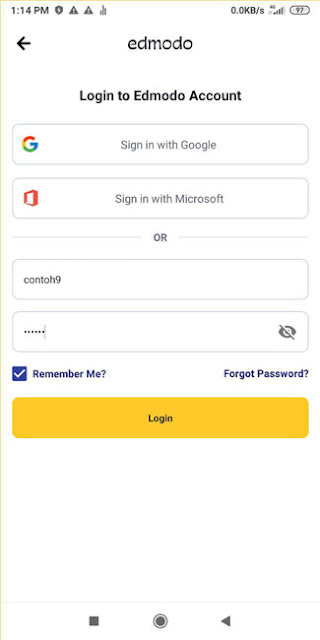 Edmodo login form