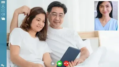 Family enjoying a FaceTime call together