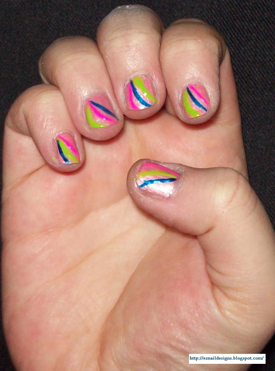 EZ Nail Designs: Colorful Stripes Nail Design