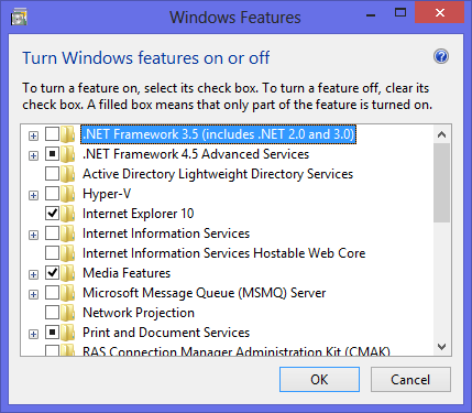 .NET Framework 3.5 on Windows 8 Features