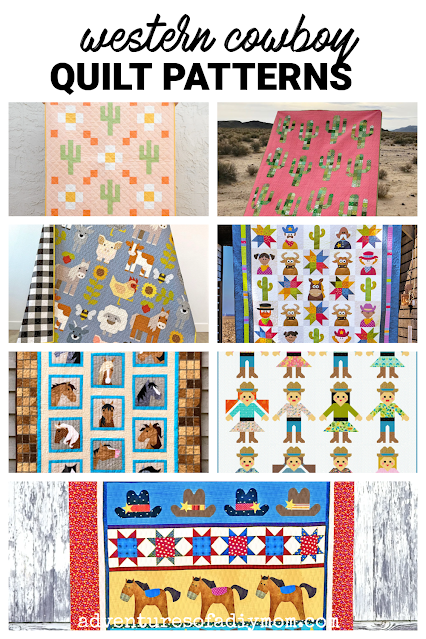 collage of western cowboy quilts