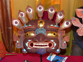 Traditional metal mask set with semi-precious stones, Nepal