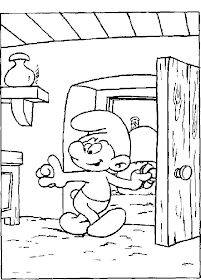 Smurfs Opening Door Coloring Page