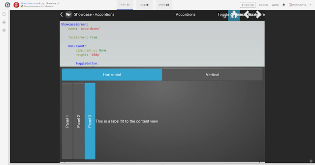 The Showcase Kivy demo running on Repl.it