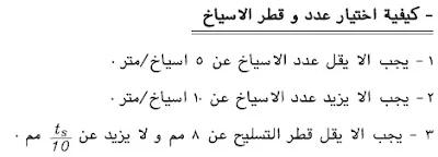 اشتراطات خاصة بعدد وقطر الاسياخ في البلاطة المصمتة